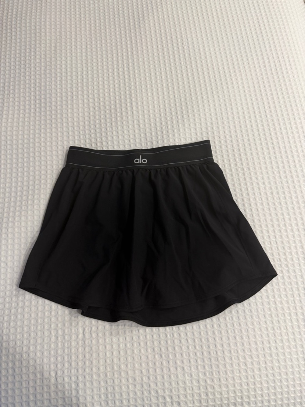 ALO Yoga Black Match Point Tennis Skirt with Logo Waistband